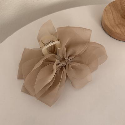 Clip per impugnatura con fiocco in rete Clip per artiglio per capelli con coda di cavallo femminile Clip per capelli elegante per ragazza