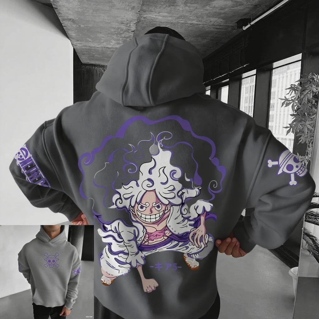 Anime Bluza One Piece Luffy Gear5 Nika Męska Damska Streetwear Bawełniana Bluza Oversize Casualowy Pulower Graficzny Sweter z Kapturem