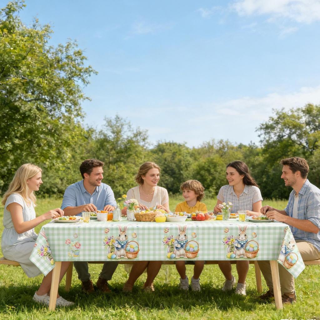 Easter Holiday Tablecloth Waterproof Rectangle Table Cover Decor Spring Party Dining Decorations for Kitchen Restaurant Picnic
