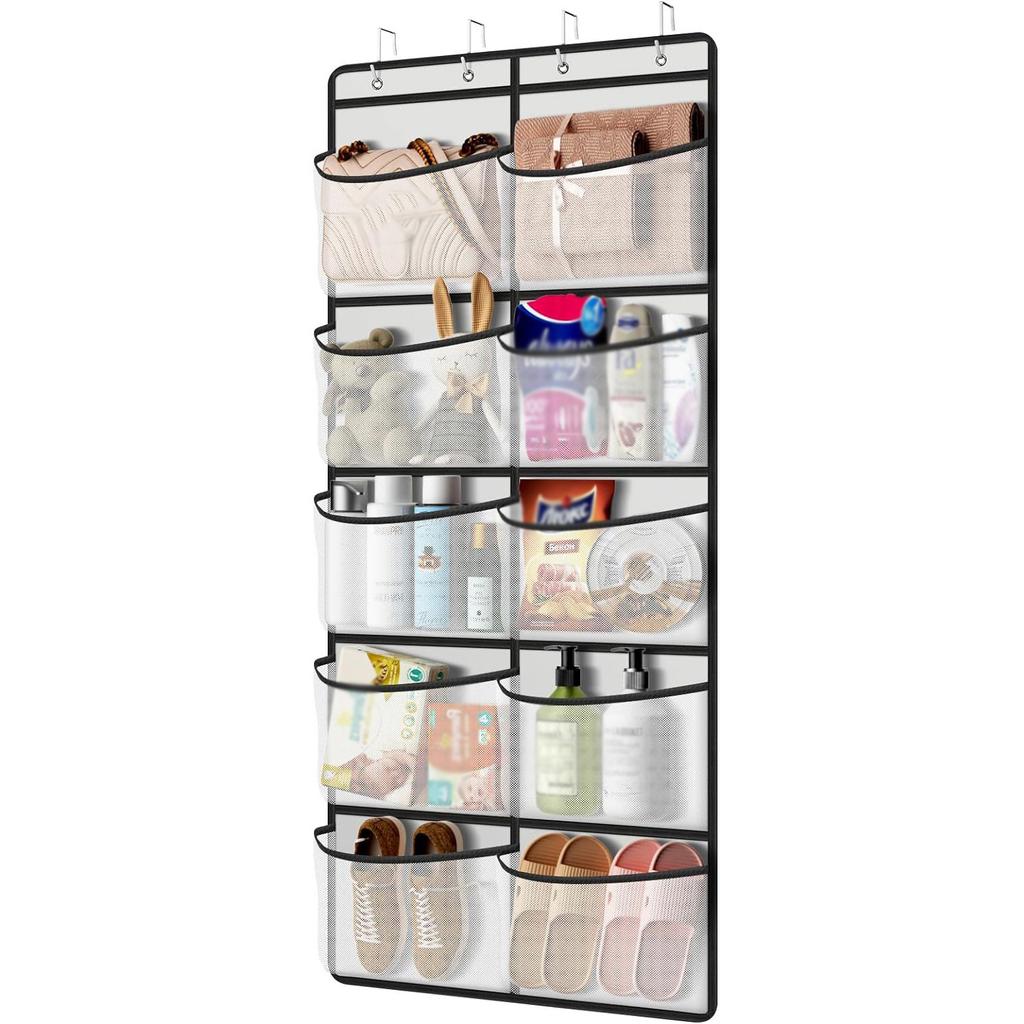 Over The Door Organizer with 5/10 Pockets Hanging Storage Shelves,Behind Door Organizer For Nursery Bathroom Bedroom