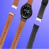 Leather Watch Band For Samsung Galaxy Watch 6 5 4 44mm 40mm/Galaxy Watch 6 Classic 43mm 47mm Gapless Bracelet Curved End Adapter