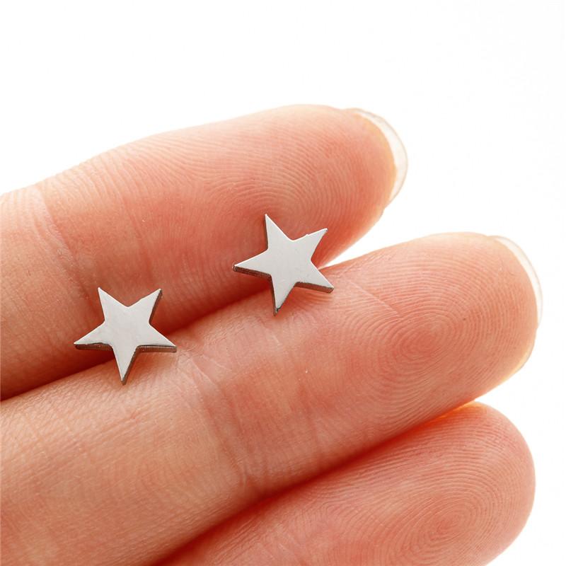 Kleine Edelstahl-Ohrringe Geometrisch Damen Herren Minimalistisch Rund Herz Mond Stern Ohrstecker Dreieck Pendientes Geschenk