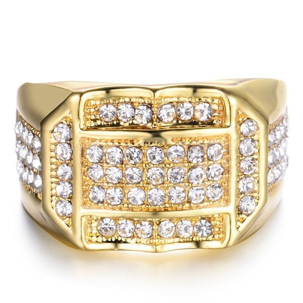 Pánský evropský a americký módní diamantový prsten - Styl velké značky