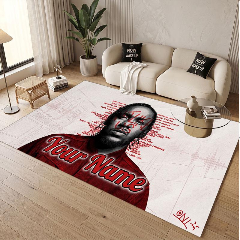 Custom Name Crystal Velvet Rug,Kendrick Lamar Comfortable Anti Slip Floor Mat For Room Decoration