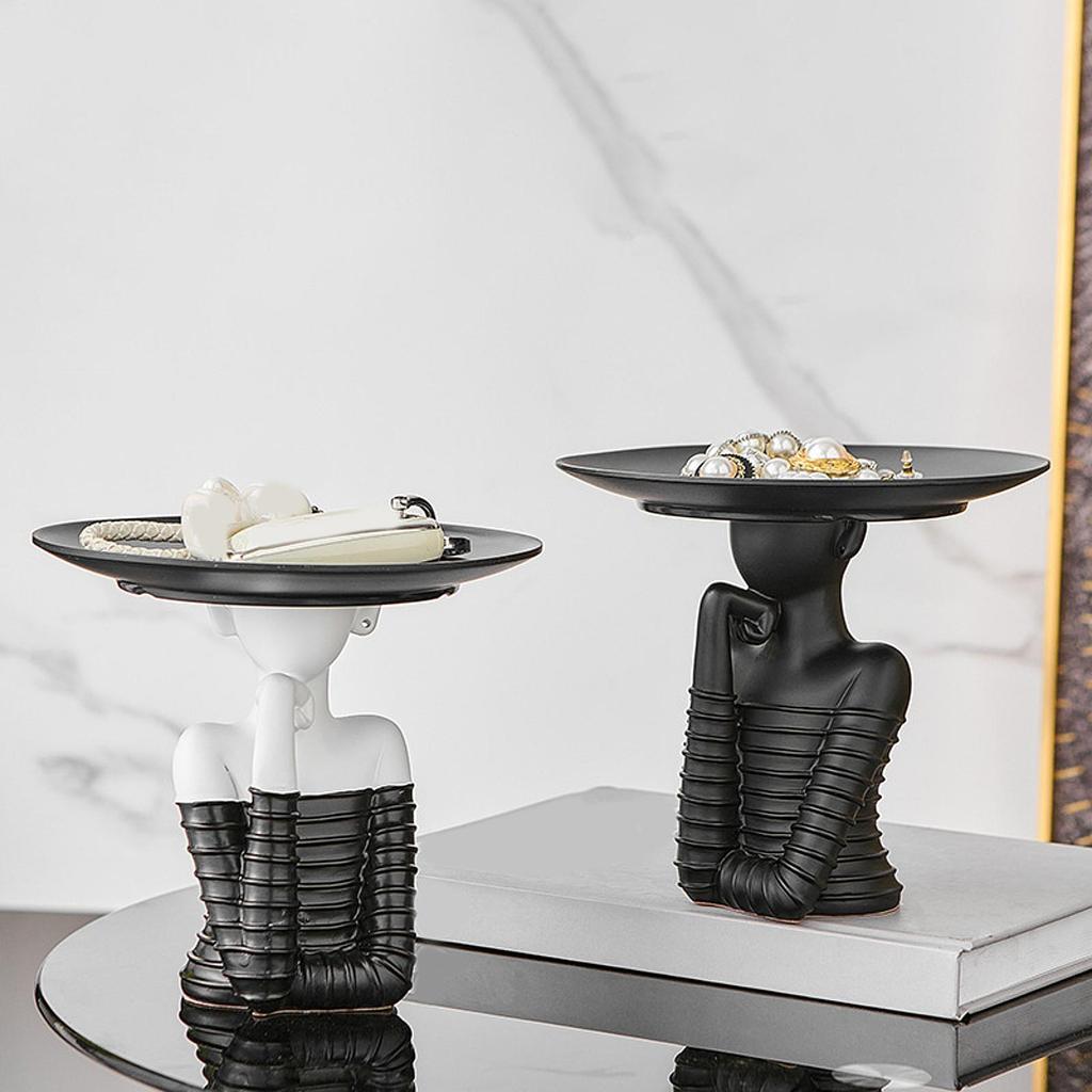 Woman Statue with Key Storage Tray Fashion for Entryway Tabletop Bedroom