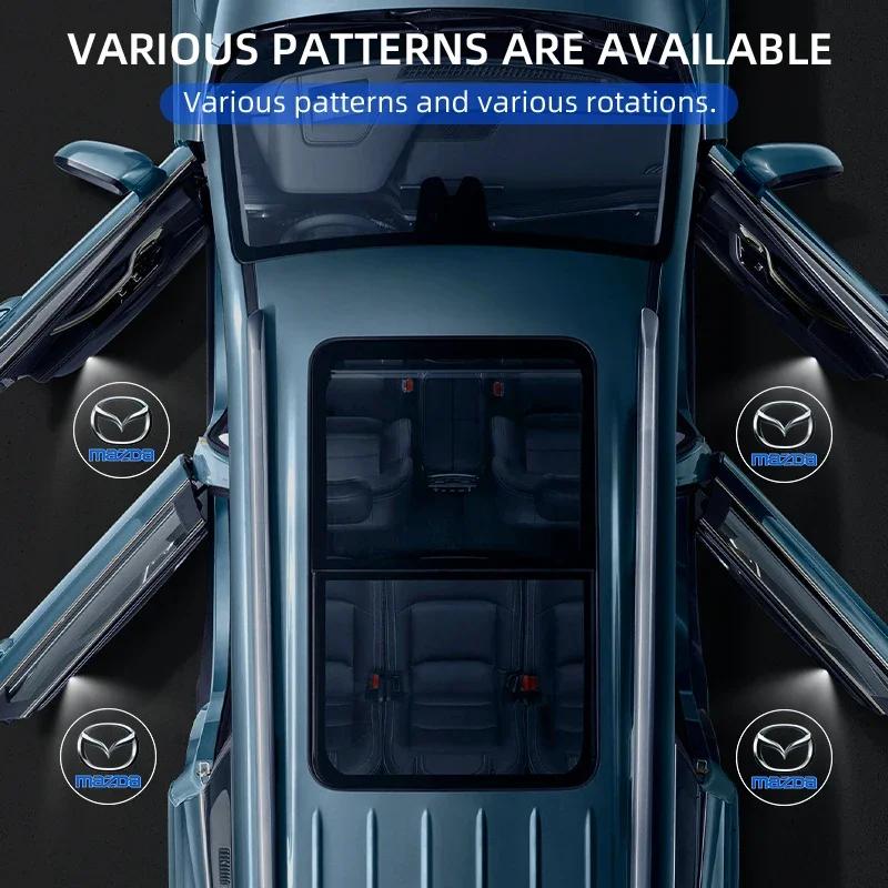 2025 Hot 1/2Pcs Car HD Projector Lamp Car Door Wireless Welcome Light LED Decoration For Mazda 3 6 Atenza Axela Demio CX3 CX5 MP