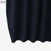 ZANZEA Women Casual Round Neck Half Sleeve Patchwork Long Dress