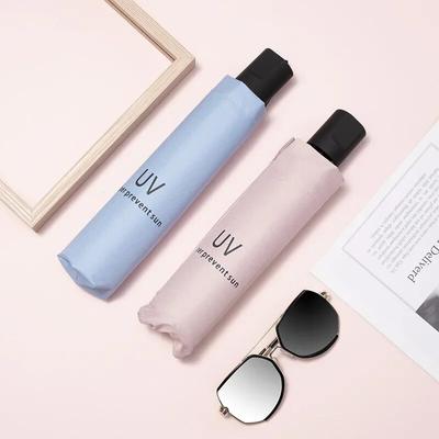 Uv Black Glue Sunshade Umbrella Women's Folding Umbrella Factory Wholesale Rain Printed Advertising