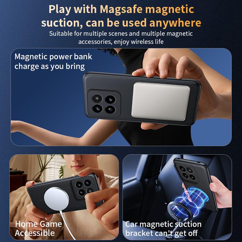 For Xiaomi 14 Pro Case Magnetic Leather Shield Cover For Xiaomi 14 Pro High Quality Anti-Fingerprint Non-Slip PC+TPU