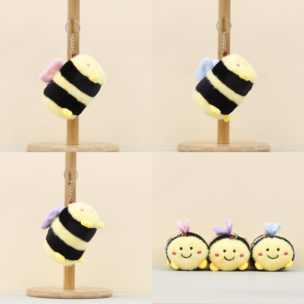 Cute Bee Plush Keychain With Soft Pp Cotton For Bags And Gifts