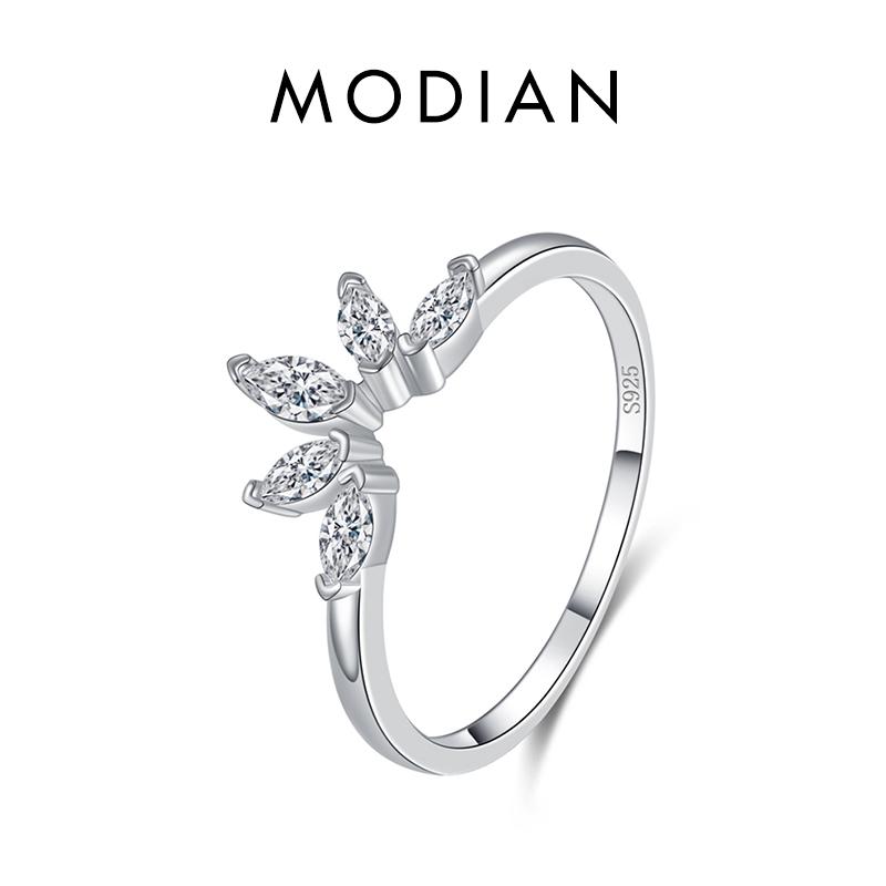 MODIAN 925 Sterling Silver Rhombus AAA Clear CZ Crown Fashion Gold Color Finger Ring For Women Fine Wedding Jewelry