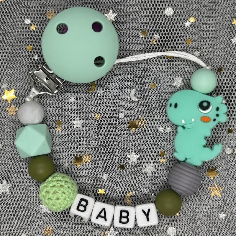 Free Personalised BPA Free Silicone Baad Dummy DIY Silicone Baby Pacifier Custom Clip Name Colorful Pacifier Chain Teething Gift
