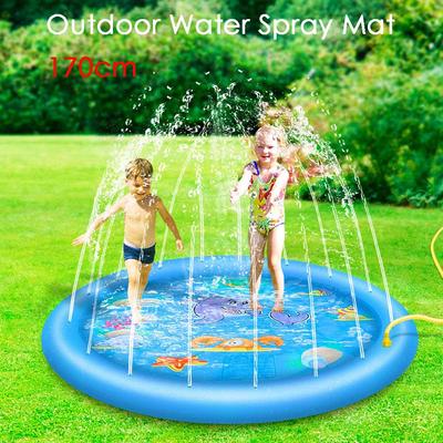 Summer Outdoor Water Spray Mat Children's Playing Water Sprinkler Pool 170cm Inflatable Fountain Splash Pad Tub For Kids Pets.