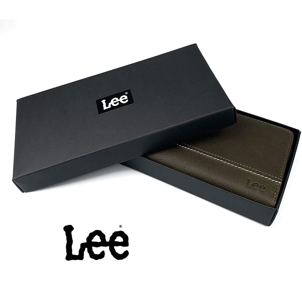 Lee Stitch Design Round Zipper Long Wallet (KHAKI)