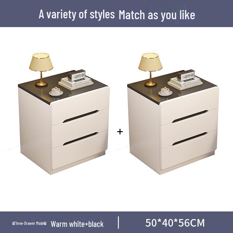 Luxury Nordic Bedside Table with Multi-Layer Shelves and Storage Drawers