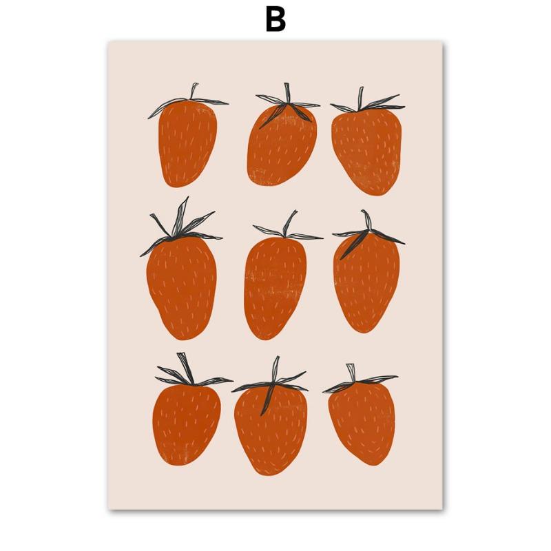 Lemon Strawberry Cherry Orange Wall Art Canvas Painting Interior Home Decor Poster Bedroom Fruit Market Living Room Shop Picture