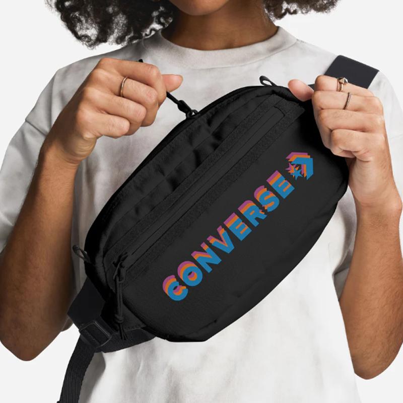 New Converse Polyester Sling Bags One Shoulder Crossbody Fanny Pack Regular Unisex Black 10023820-A01
