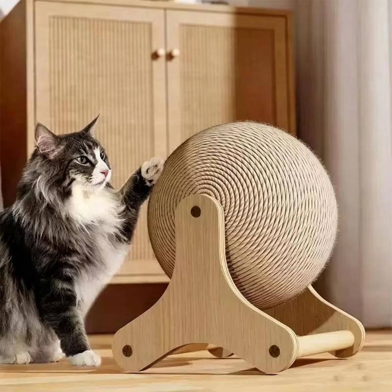 Elephant Shaped Cat Scratcher Solid Wood Stable Triangular Sisal Ball Toy for Home Pet Cats