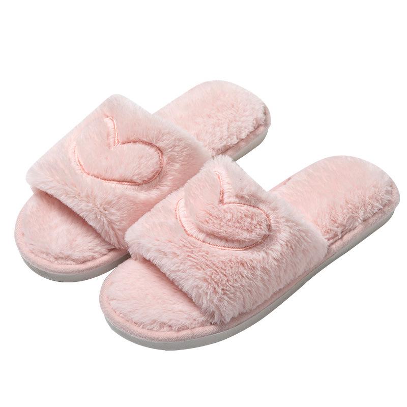 Unisex Cross-Border Furry Open-Toe Cotton Slippers - Single Strap, Indoor/Outdoor, All-Season.