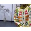 2023 New Fashion Women Oversize Floral Cardigan Sweater Knitting Jacket Casual Loose Plus Size Green Buttons Winter Autumn Dimanaf