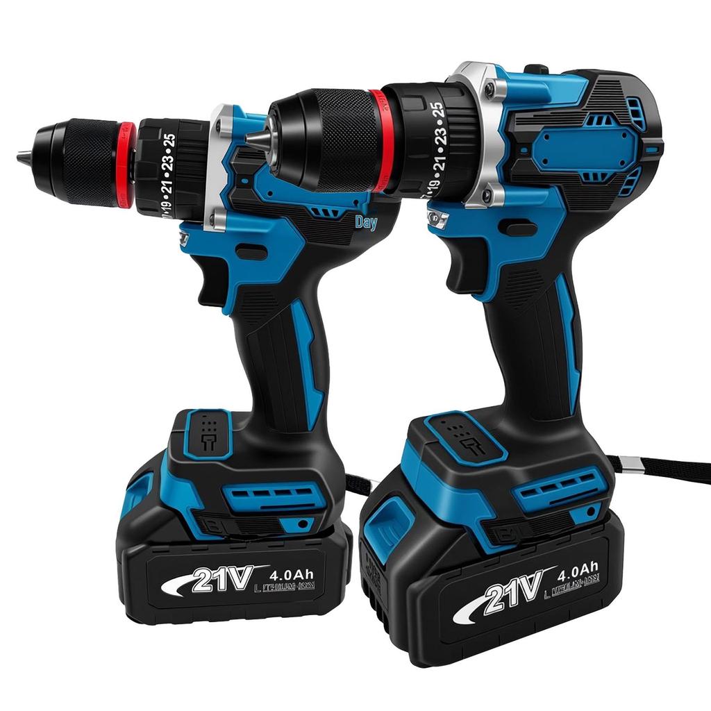 High-Power Dual-Speed Brushless Lithium Battery Electric Drill for Metal Drilling