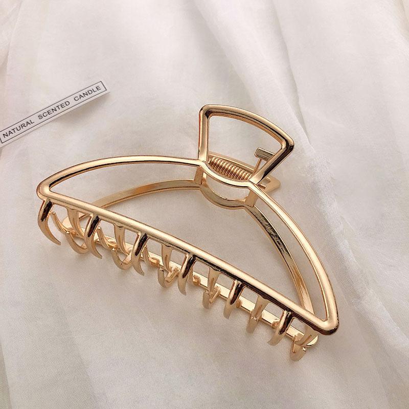 New Women Elegant Gold Silver Hair Clip Hollow Geometric Metal Hair Claw Headband Crab Hair Clips Fashion Hair Accessories