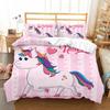 Hot Sale Cartoon Unicorn Kids Girls Pink 3D Bedding Set Duvet Cover Bedcllothes Animal Printed Queen King Size Home Duvet Covers