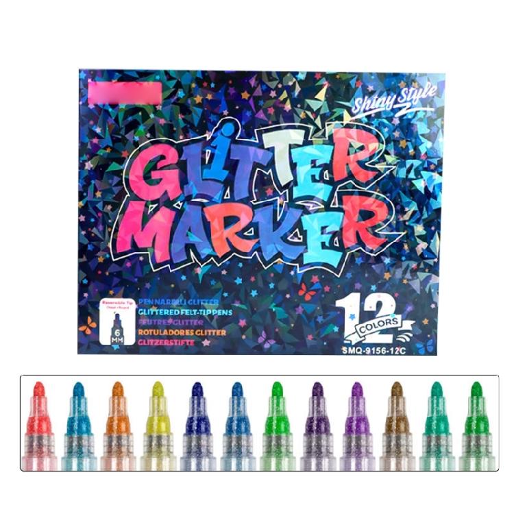 

Pack of Glitter Drawing Pen Glitter Acrylic Paint Marker Pen Set With Blendable Color Great For Adults Coloring Books