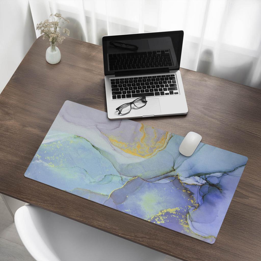 Protective Decorative Mat for Office Table Abstract Watercolor 90x45 Cm