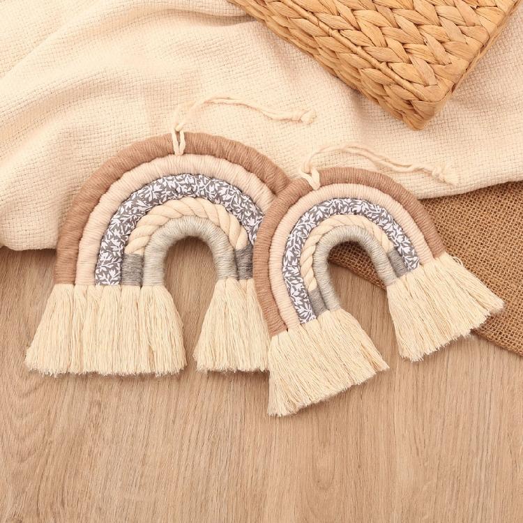 Rainbow Macrame Woven Boho Rainbow Wall Hanging with Tassels Handmade Beautiful
