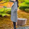 Elegant French Woolen Coat for Women - Slimming Trench for Autumn Winter