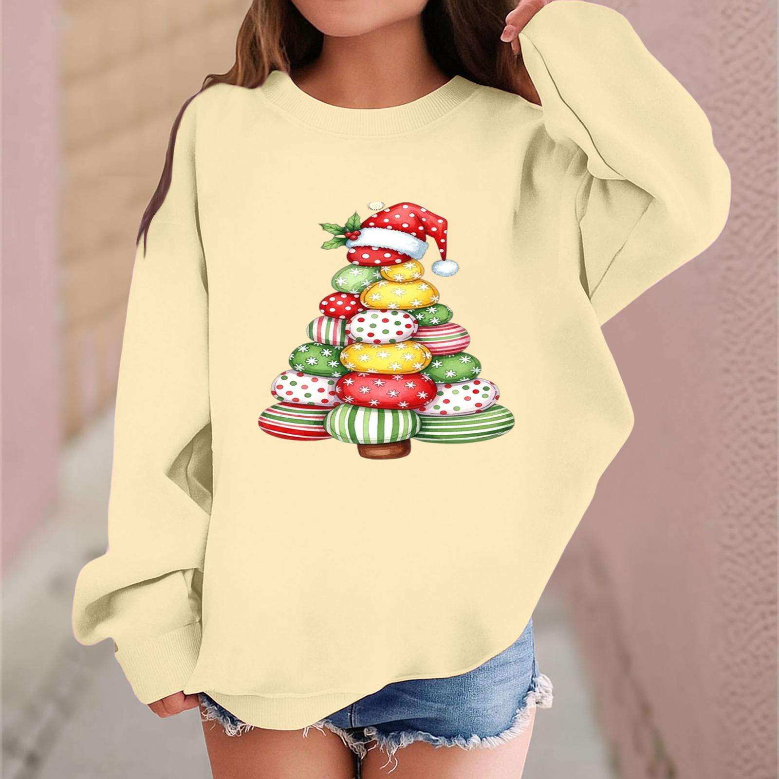 

Детский модный повседневный пуловер с длинными рукавами и свободного кроя с рождественским принтом 130 хаки