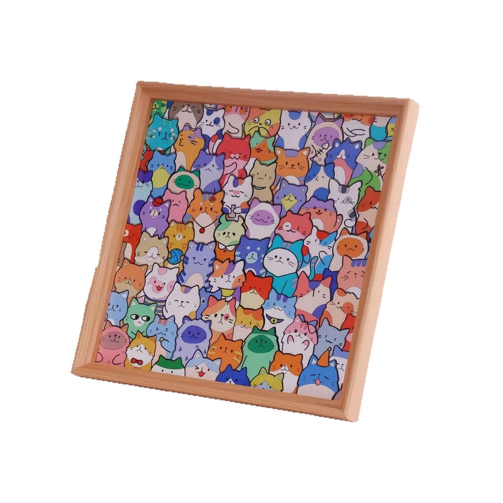 Colored Shaped Puzzle, DIY Painted Puzzle With Frame, Unique Animal Shape Jigsaws Puzzles Decorative Cats Puzzles 15ml