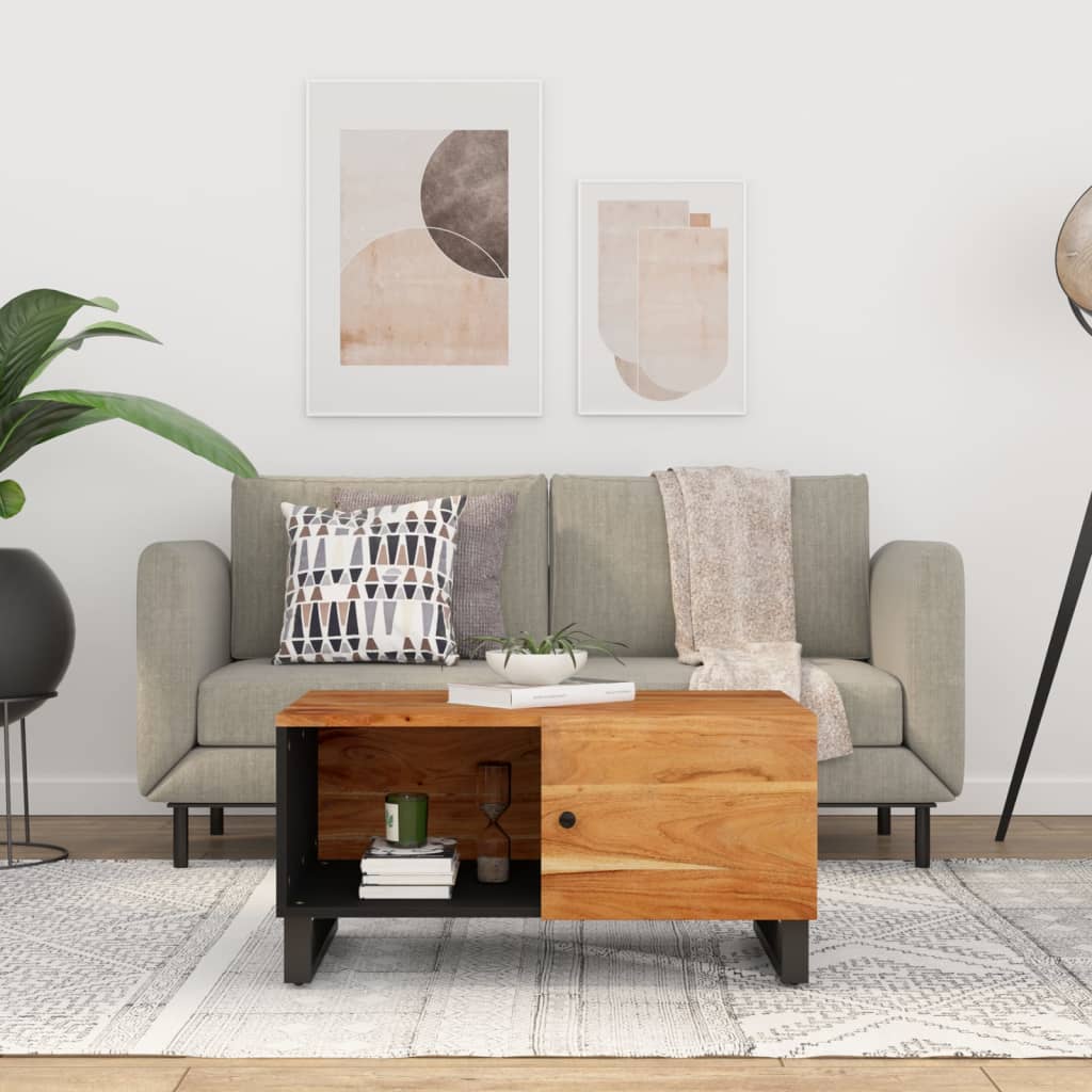 Vidaxl Stolik Kawowy, 80X50X40 Cm, Lite Drewno Z Akacjowe I Płyta
