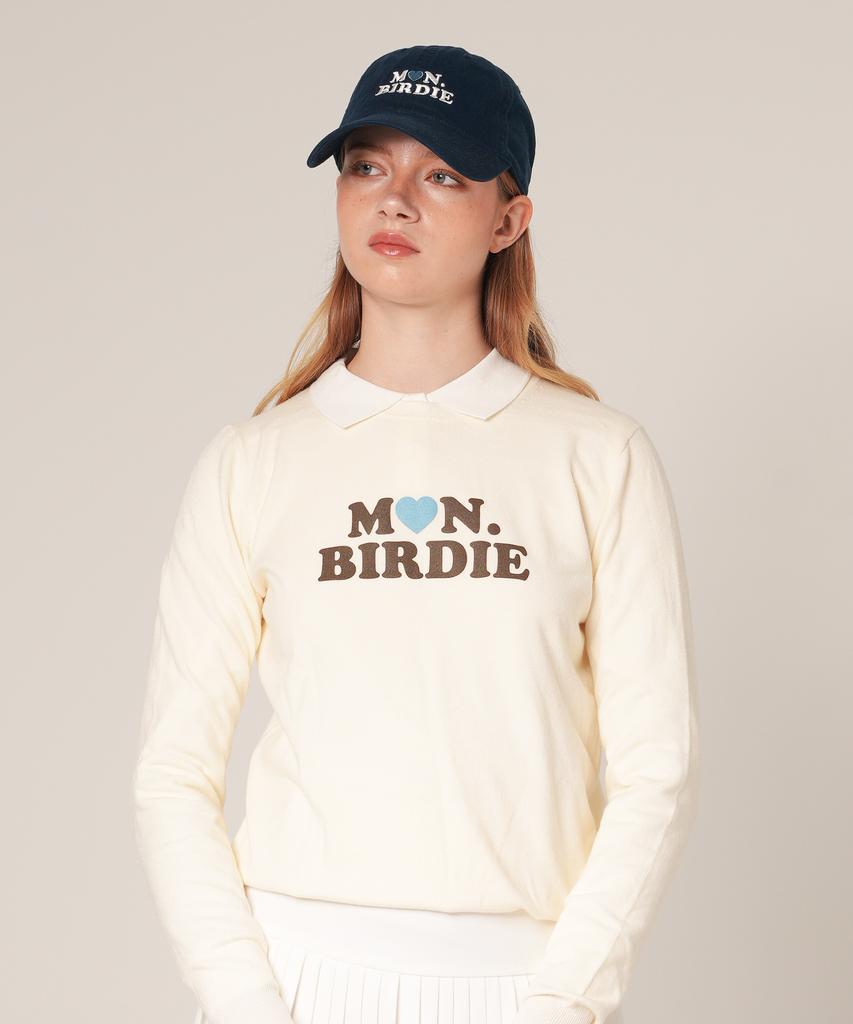 MONBIRDIE GOLF Rosie Crewneck Logo Long Sleeve Knit Ivory