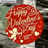 2D Flat 1pc Valentine's Day Round Aluminum Hanging Decoration Plaque, "Happy Valentine's Lettering Sign, Porch Decor, Living Room Decor and Wedding