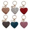 Interior Accessories Rhinestone Metal Key Ring Keys Holder Crystal Keyring Love Heart Keychain