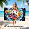 Soccer Theme Beach Towel Personalized Custom Name & Text Soft Quick Dry Beach Towel for Swimming Travel