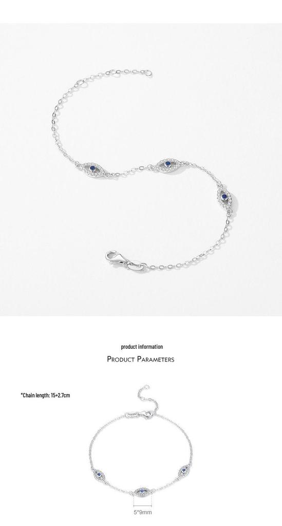 Modian S925 Sterling Silver Devil's Eye Diamond Bracelet for Women - Light Luxury European American Style.