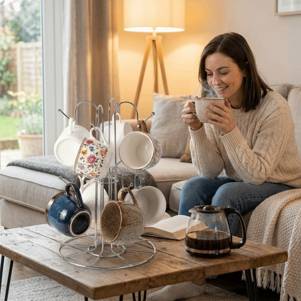 Fine Workmanship Tea Cup Storage Rack Silver Coffee Mugs Storage Rack Cup Drying Rack  Desktop