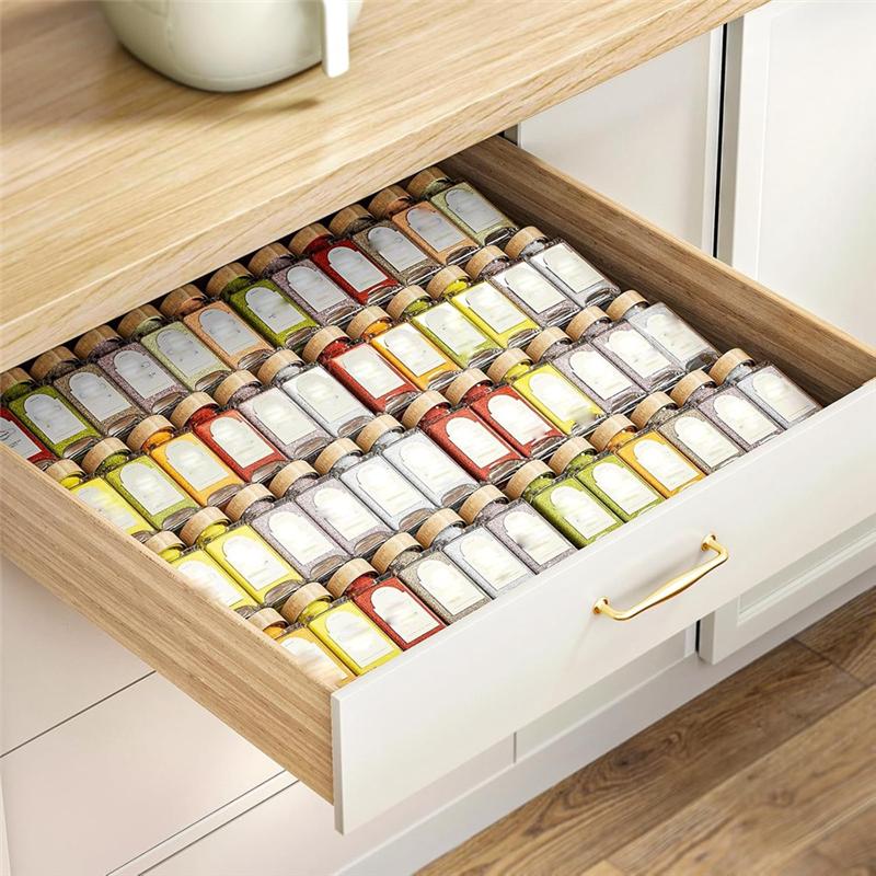 ABBP-Expandable Spice Drawer Organizer Acrylic Spice Rack Adjustable Clear Acrylic Spice Rack 1 Set