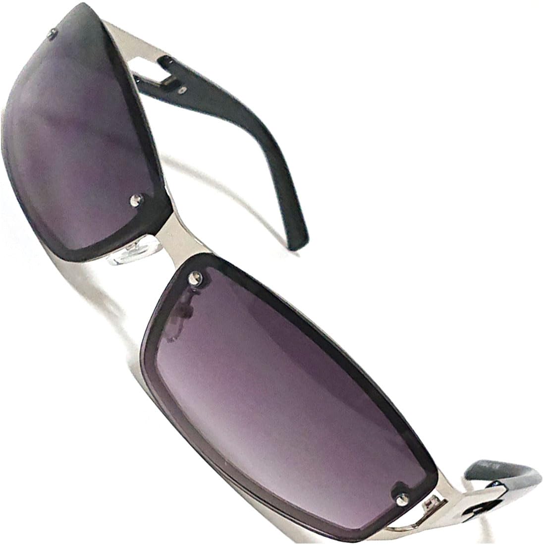 

[FashionBerry] 2. Silver x Brown Half Sunglasses, Fashion Glasses for Men, A Little Bad Boy, Intimidating, Colored Lenses, UV Protection, Bold,