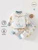 180g Thickened Autumn-Winter Baby Set: Padded Warm Home Clothes, A-Class Pure Cotton Top & Pants for Infants and Children