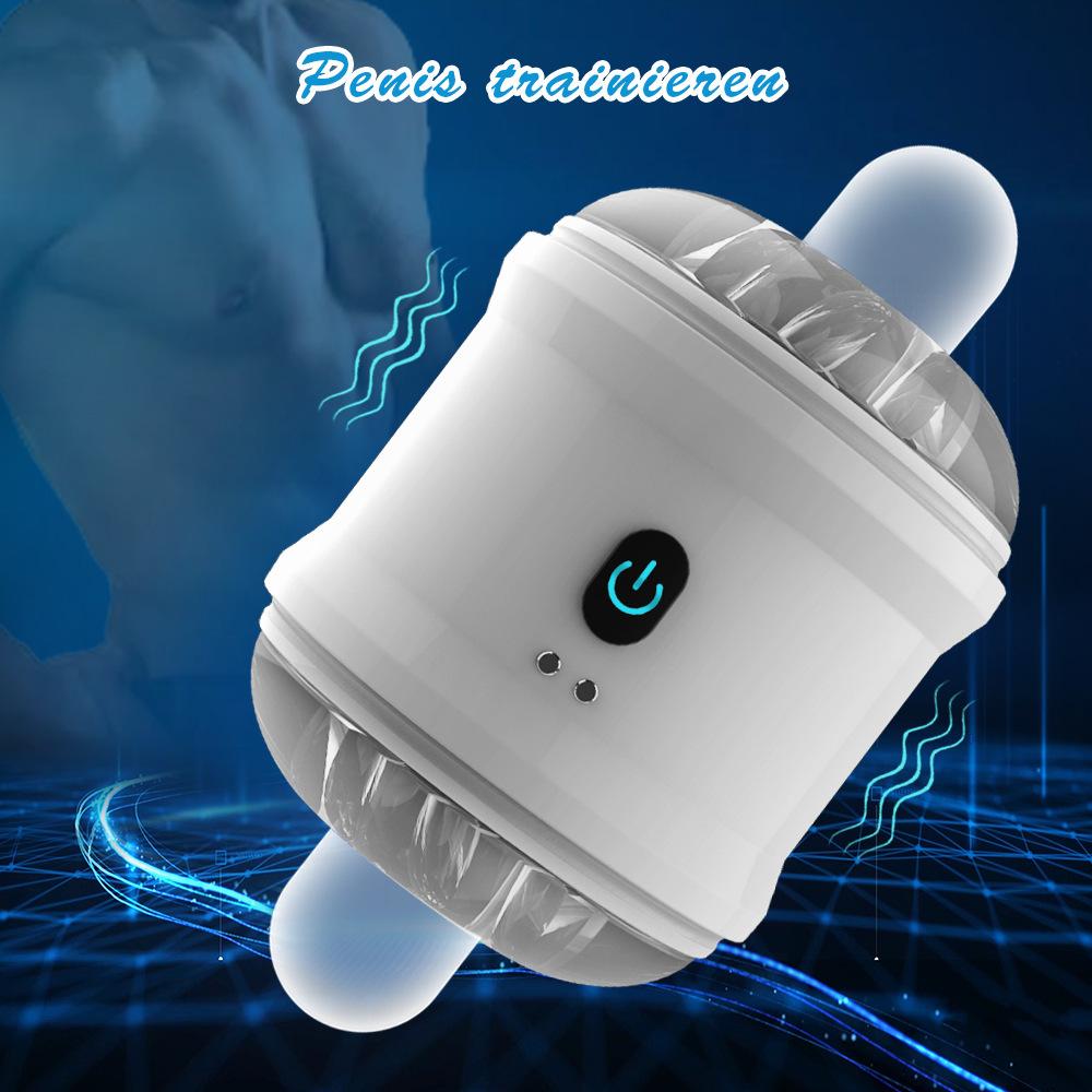 Automatic Male Masturbator Cup Dual Open-ended Powerful Vibrating Blowjob Vagina Masturbation Sex Toys for Men Adult Supplies