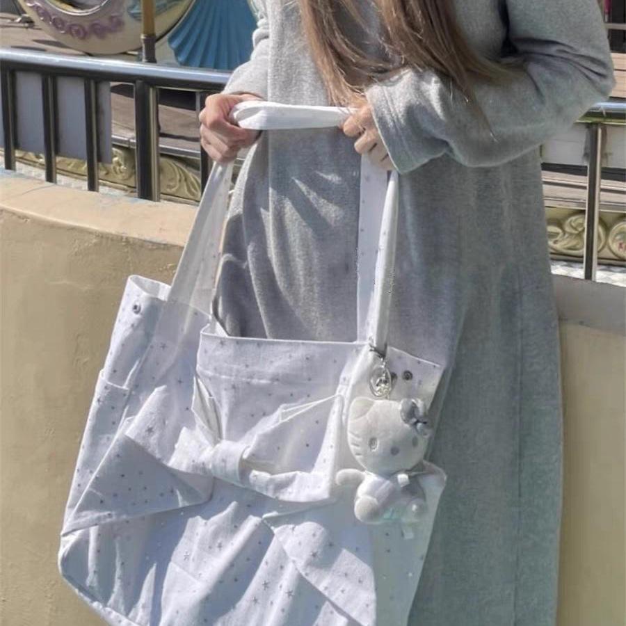 Mašle puntíkovaná nákupní taška niche velkokapacitní přenosná taška přes rameno dámská taška messenger