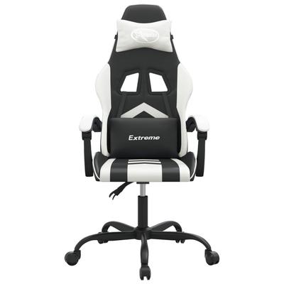 Gaming Chair Swivel Black and White PU Leather
