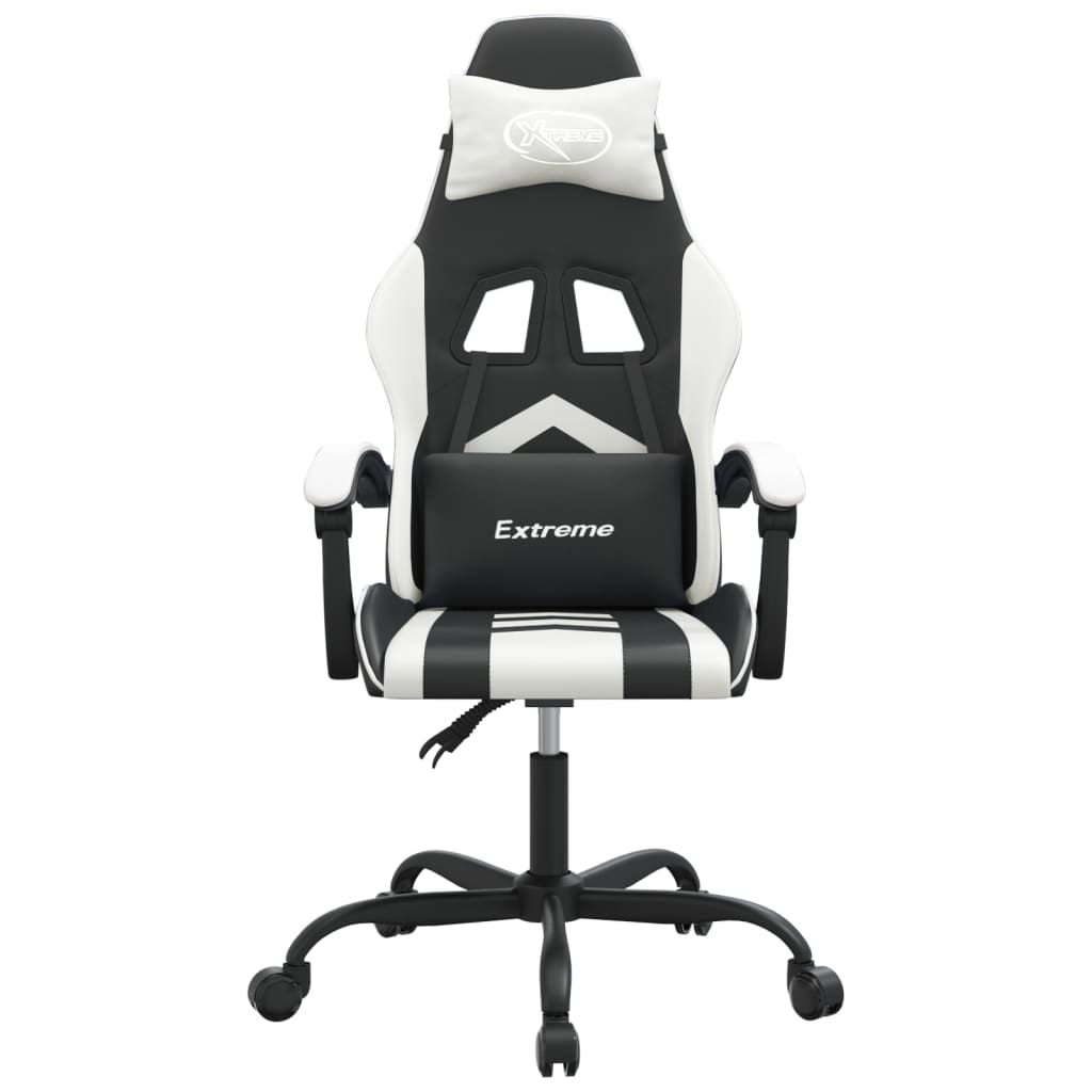 Gaming Chair Swivel Black and White PU Leather
