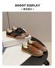 Vintage Maillard brown lace-up versatile platform German training shoes women's round head contrasting color casual sports shoes low-top board shoes