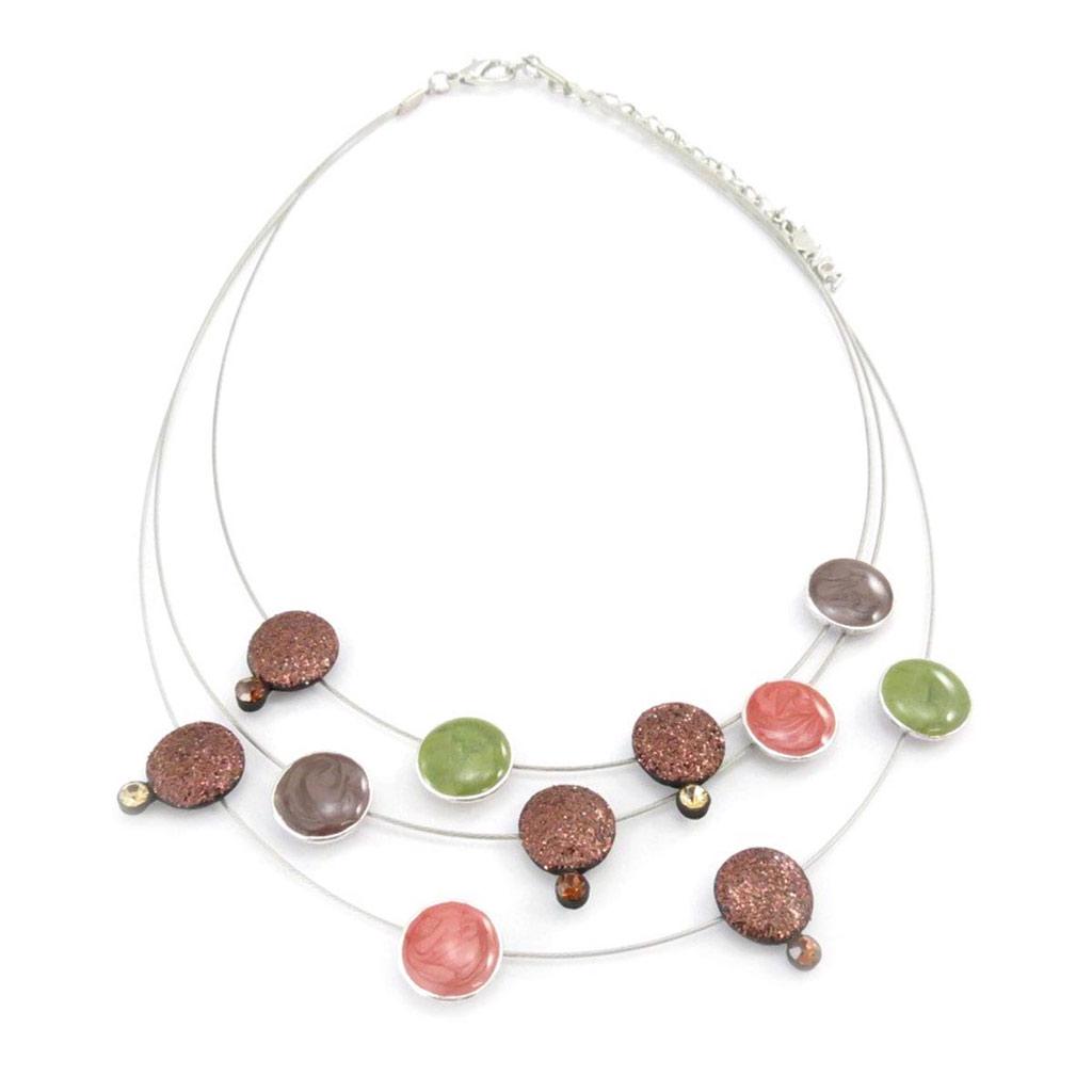 NOA [J5376] - Designer Halskette 'Sissi' braun grün