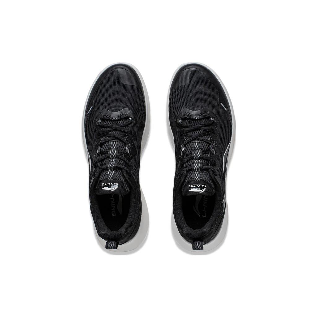 Li Ning Feather Abrasion Resistant Slip Resistant Low top Running Shoes Men's Black White ARST065-3